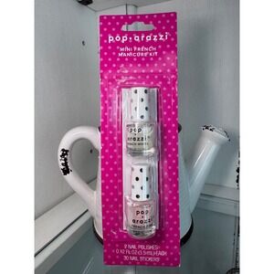 Poparazzi Mini French Manicure Kit Pink White Nail Polish Set 30 Tip Stickers